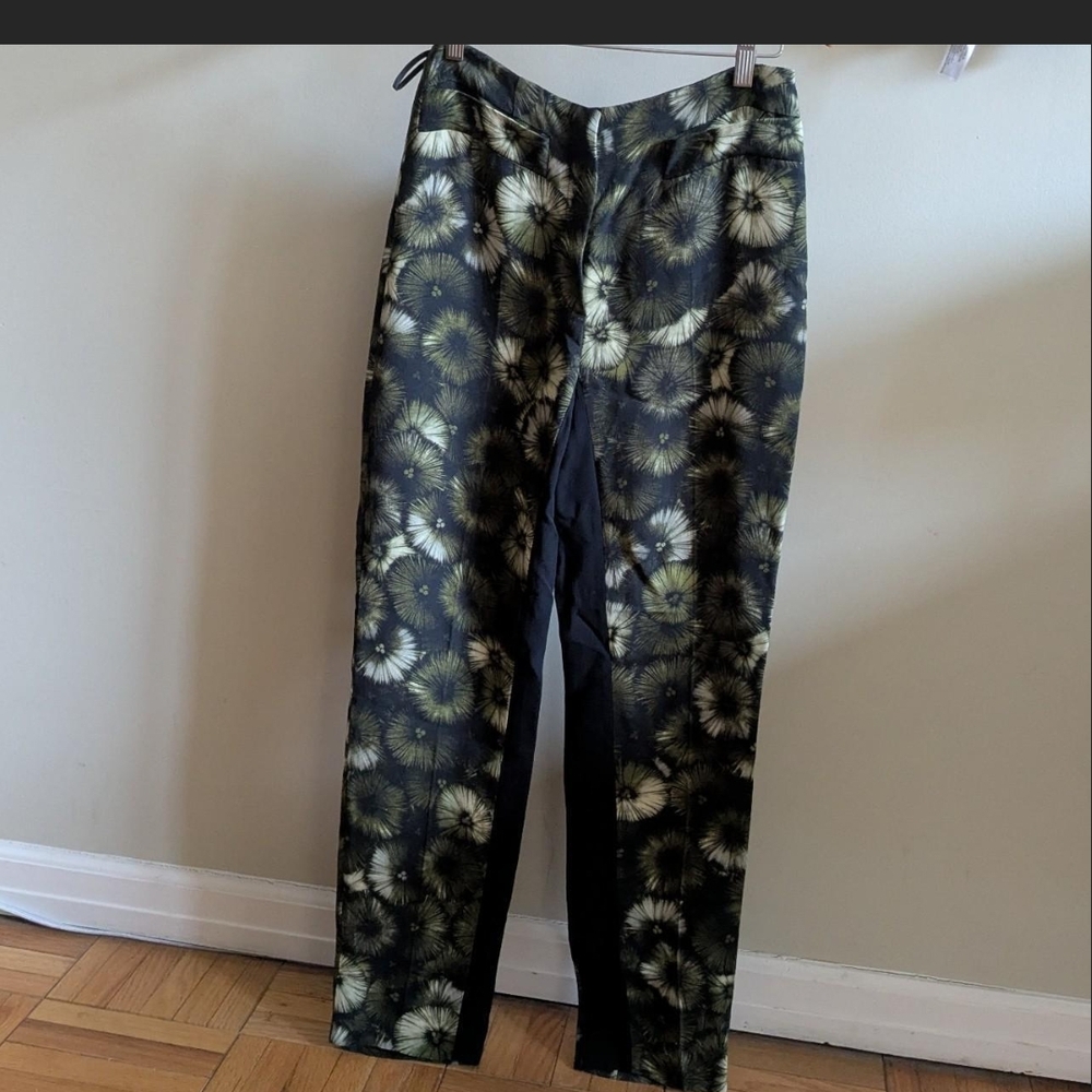 Prada Black and Cream Floral Cropped Pants